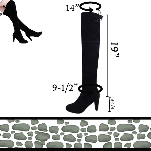 Over the Knee Faux Suede Black 3” Heel Boots NEW - Picture 6 of 6